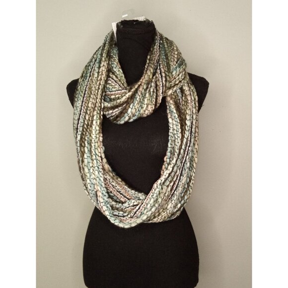 NWT Feelgoodz Artisan Woven Blue Green Aqua Luna Woven Infinity Scarf On… - Picture 1 of 8